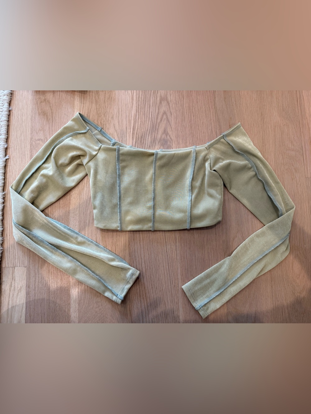 Cropped Olive Green Long Sleeve top